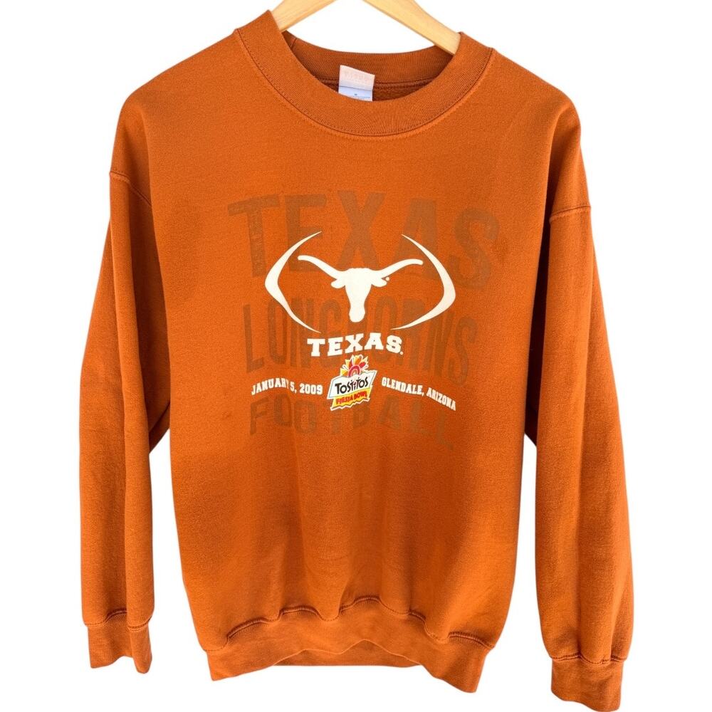 Texas Longhorns Sweatshirt Mens Medium Orange Crewneck NCAA Football Graphic